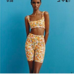 Zara Floral Workout Bermuda shorts and top